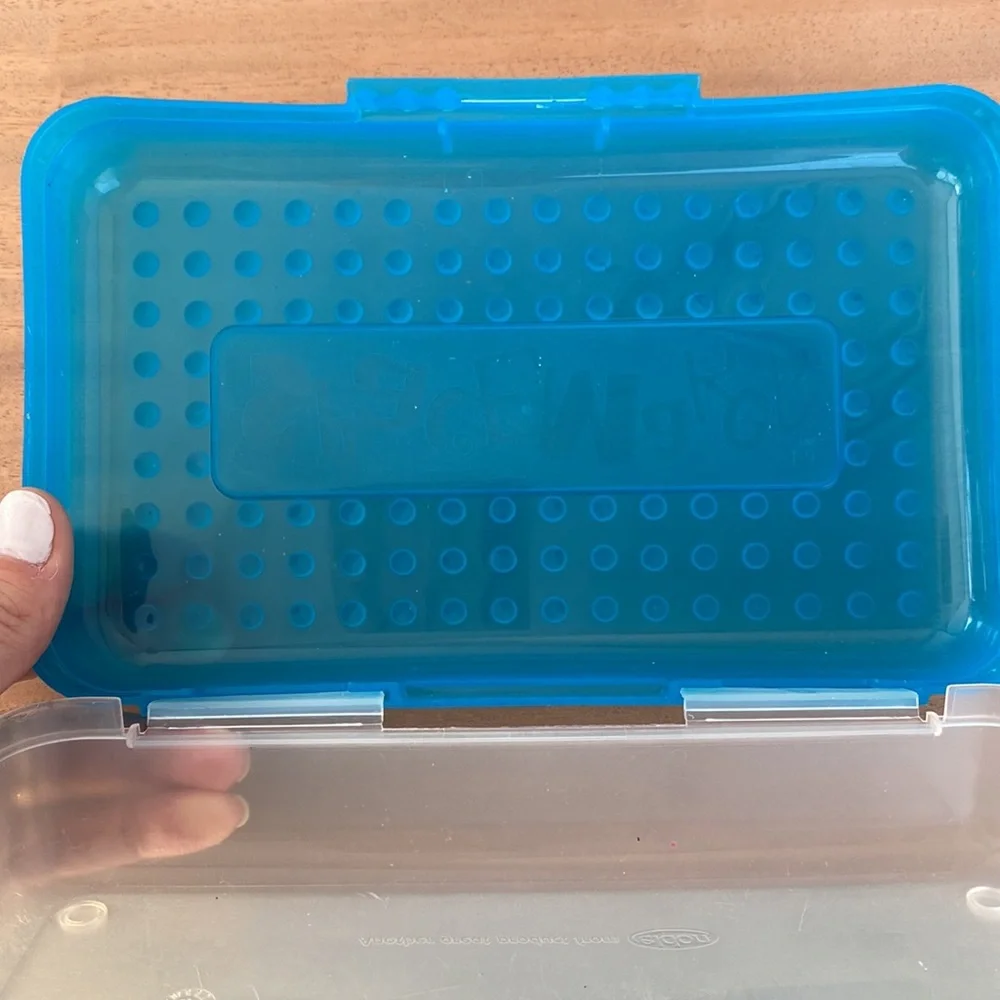 Vintage 90’s Blue Spacemaker Pencil Box Storage Container Organizer